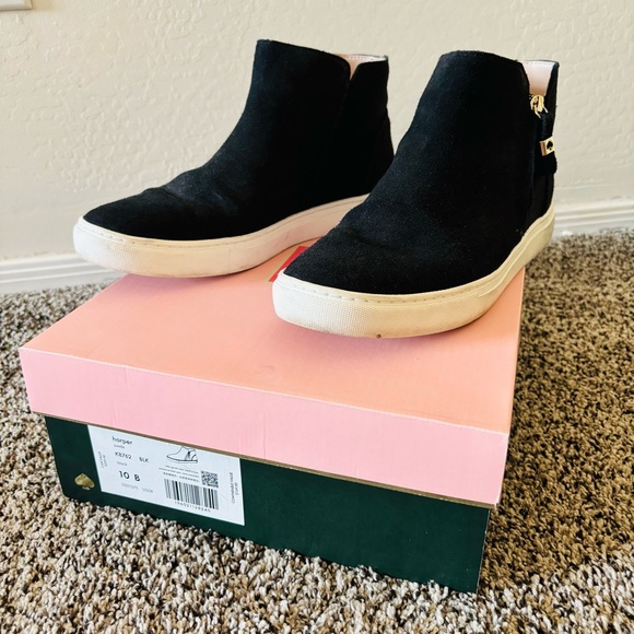 Kate Spade Harper Suede Black High-Top Women's Sneakers - Picture 2 of 6